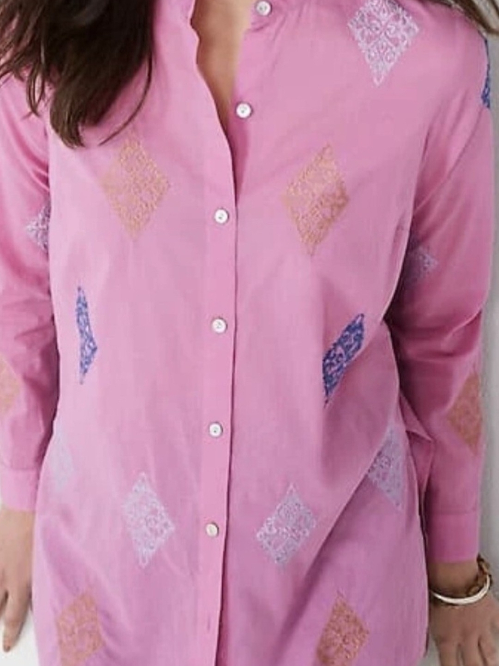 EUC J. Jill Pink Collared Blouse with Brand Tag